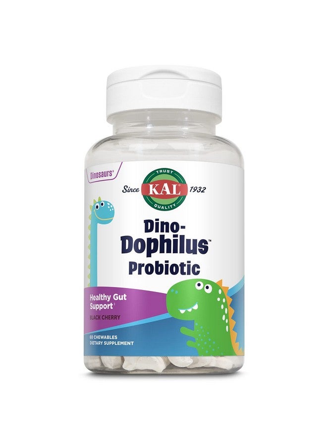 KAL DinoDophilus Probiotics for Kids, Kids Probiotic with 2 Billion CFU, Chewable Kids Probiotics with Natural Black Cherry Flavor for Gut Health and Digestion Support, 60 Servings, 60 Chewables - Image 1