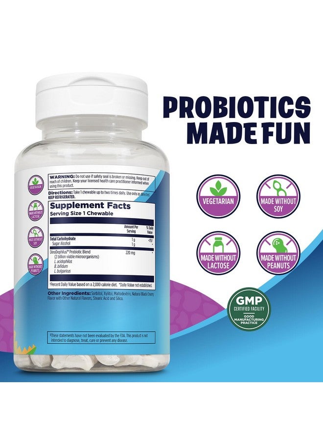 KAL DinoDophilus Probiotics for Kids, Kids Probiotic with 2 Billion CFU, Chewable Kids Probiotics with Natural Black Cherry Flavor for Gut Health and Digestion Support, 60 Servings, 60 Chewables - Image 2