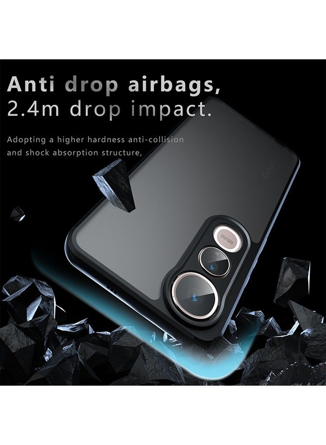 Case for Vivo V50 Lite 5G, Frosted Translucent Back Protective Slim Phone Cover, Anti-Fingerprints, Anti-Fall Drop Protection, Shockproof Case for Vivo V50 Lite 5G (Black)  - Image 2