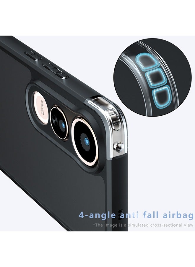 Case for Vivo V50 Lite 5G, Frosted Translucent Back Protective Slim Phone Cover, Anti-Fingerprints, Anti-Fall Drop Protection, Shockproof Case for Vivo V50 Lite 5G (Black)  - Image 3