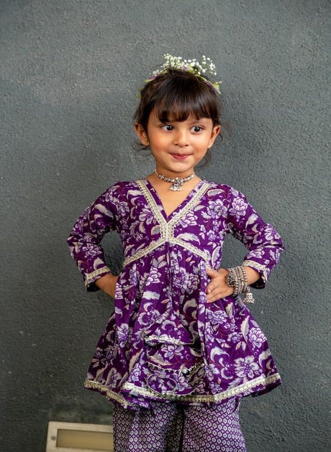 VeraA Alia Bhatt Style Top with Afghani Pants Ethnic Set for Girls | Printed Cotton Indo| Perfect for Festive Occasions - Image 5