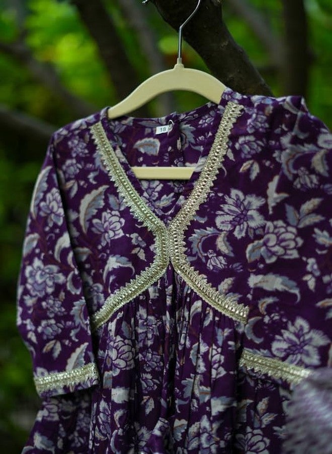 VeraA Alia Bhatt Style Top with Afghani Pants Ethnic Set for Girls | Printed Cotton Indo| Perfect for Festive Occasions - Image 2