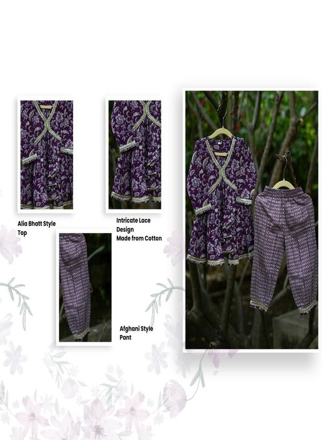 VeraA Alia Bhatt Style Top with Afghani Pants Ethnic Set for Girls | Printed Cotton Indo| Perfect for Festive Occasions - Image 4