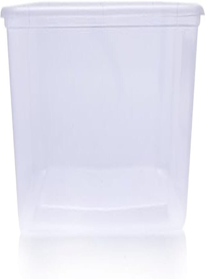 Pack of 10 KRNO® Clear Rectangular Food Containers with Lids Microwaveable Disposable PET Trays for Fridge Restaurants Catering & Takeout 750ml