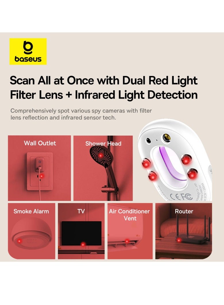 Baseus Advanced Hidden Camera Detector with Dual Infrared Light Detection, 3D Sensing Chips & Built-in Vibration Sensor, Ultimate Hotel Anti-Camera & Anti-Peeping Tool for Enhanced Privacy Protection, Featuring Ultra-Long 6-Month Battery Life for Maximum Security- White - Image 2