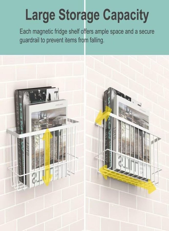 Jeyoon Magnetic Metal Basket Organizers, 2 Pack Large & Small, White, Strong Magnet Hanging Wire Storage Basket, Refrigerator/Whiteboard Classroom/Locker - Image 4