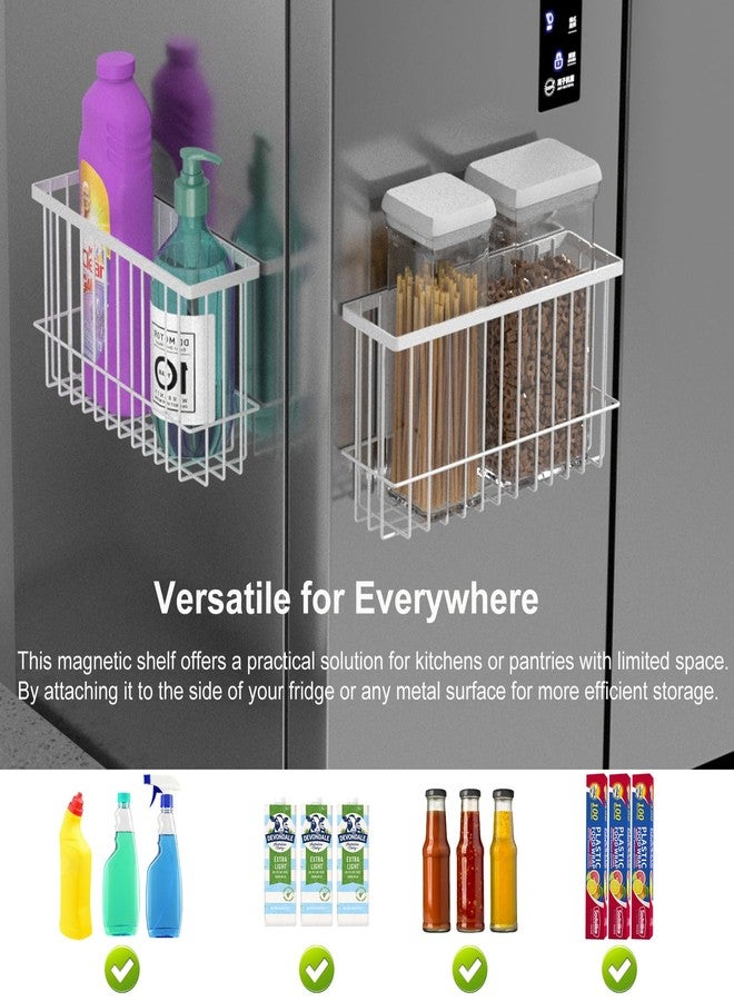 Jeyoon Magnetic Metal Basket Organizers, 2 Pack Large & Small, White, Strong Magnet Hanging Wire Storage Basket, Refrigerator/Whiteboard Classroom/Locker - Image 5