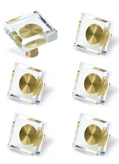 Y&D Glass Crystal Knobs, Cabinet Knobs and Pulls, Oval for Dresser Drawers, Brass Drawer Pull Handle Gold Furniture Hardware Kitchen 6 Pack  - Image 1