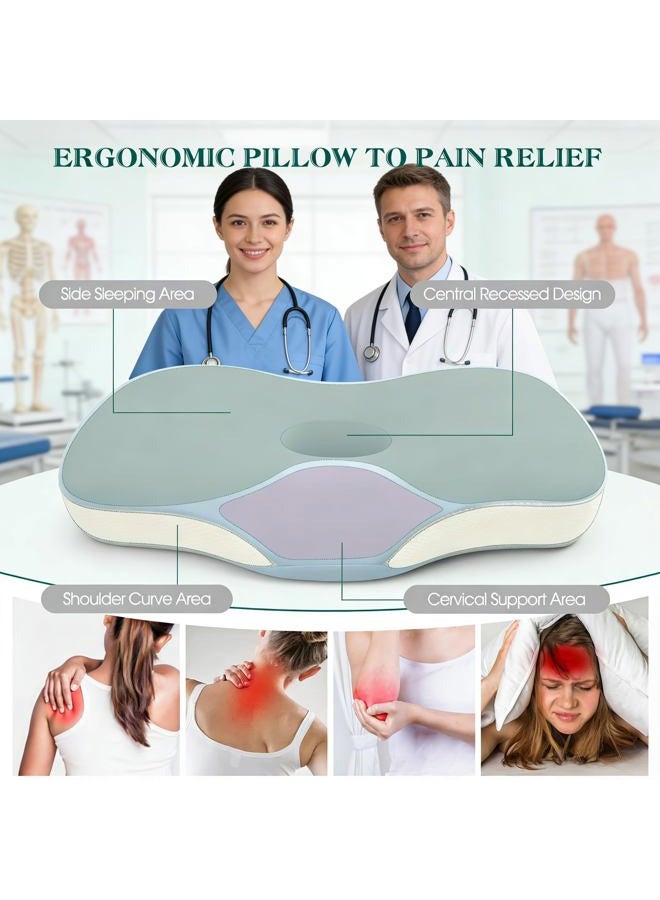 LTHTRADE Cervical Pillow for Neck and Shoulder Support, Ergonomic Memory Foam Contour Pillows with Adjustable Dual Heights & Breathable Cover for Side Back Stomach Sleepers (Blue) - Image 3