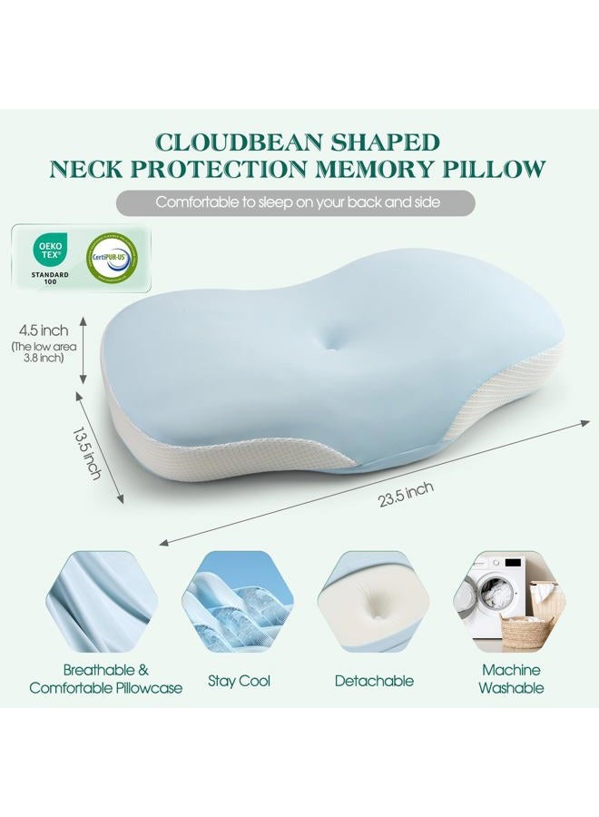 LTHTRADE Cervical Pillow for Neck and Shoulder Support, Ergonomic Memory Foam Contour Pillows with Adjustable Dual Heights & Breathable Cover for Side Back Stomach Sleepers (Blue) - Image 4