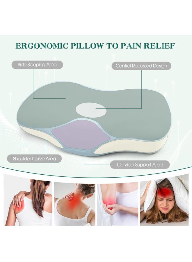 LTHTRADE Cervical Pillow for Neck and Shoulder Support, Ergonomic Memory Foam Contour Pillows with Adjustable Dual Heights & Breathable Cover for Side Back Stomach Sleepers (Blue) - Image 5