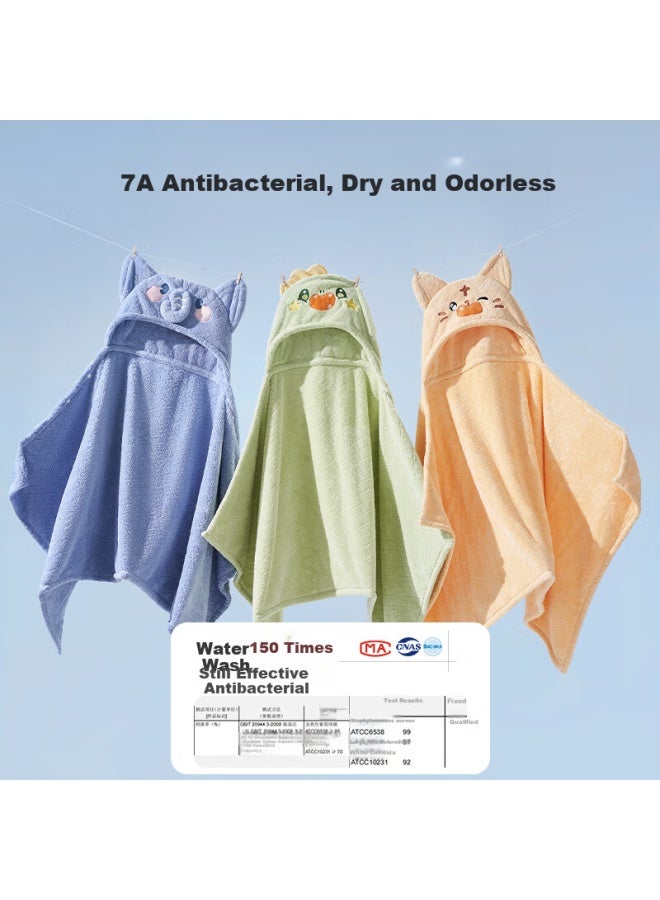 Ouyun Baby Bath Towel, Coral Fleece Quick-dry Children's Cape Bathrobe With Hood, Baby Bathing Robe, Rabbit Pattern, 145*85 - Image 2