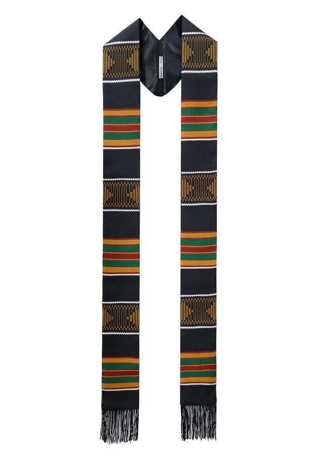 جرادجويشون مول وشاح تخرج من قماش الكينتي من GraduationMall مع شرابة سوداء، سهل التخصيص - Image 1