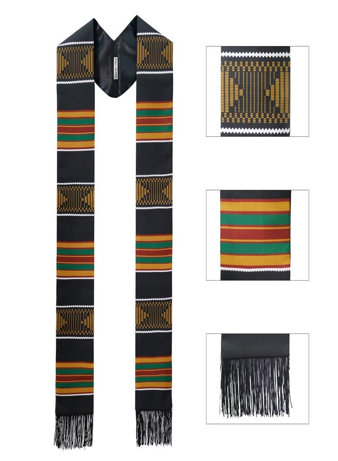 جرادجويشون مول وشاح تخرج من قماش الكينتي من GraduationMall مع شرابة سوداء، سهل التخصيص - Image 4