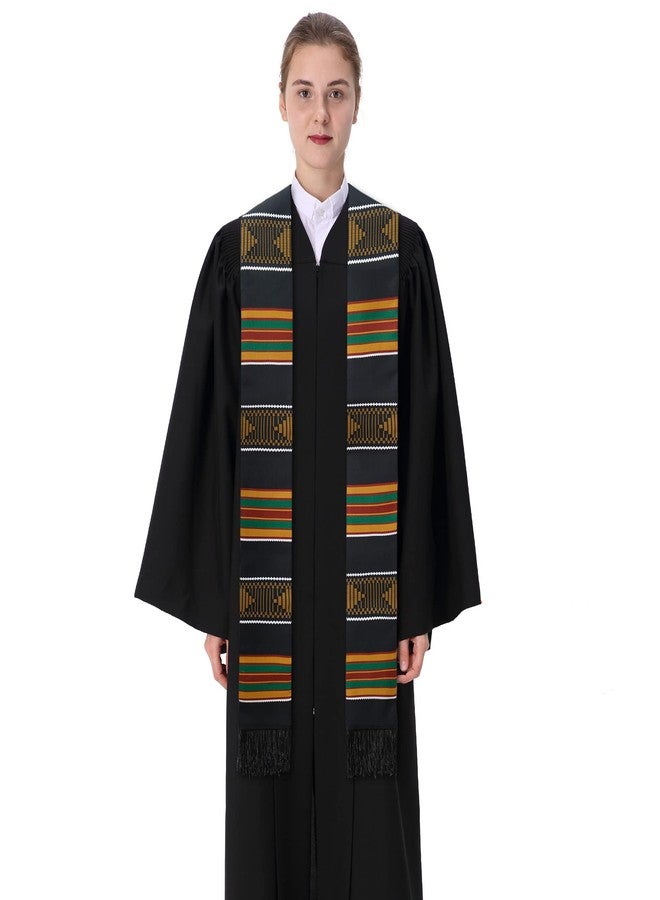 جرادجويشون مول وشاح تخرج من قماش الكينتي من GraduationMall مع شرابة سوداء، سهل التخصيص - Image 2