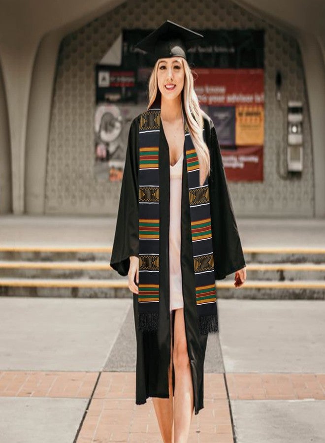 جرادجويشون مول وشاح تخرج من قماش الكينتي من GraduationMall مع شرابة سوداء، سهل التخصيص - Image 5