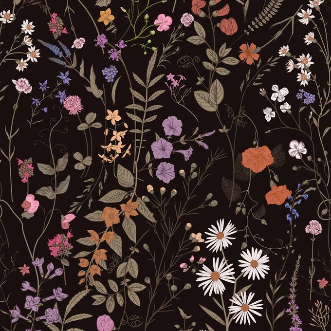 FLORAL WALLPAPER PEEL AND STICK 473 X 173 FARM WILDWOOD DAISY FLOWER WALL PAPER STICK ON WALLPAPER DARK FLORAL SELF ADHESIVE CONTACT PAPER TIMELESS