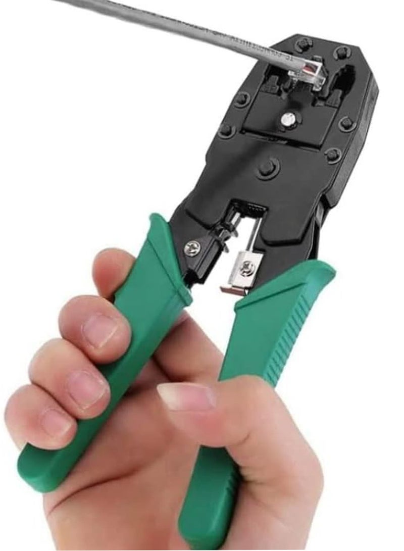ابلس أداة كبس شبكات متعددة الوظائف (RJ45/RJ11/RJ12) – أداة احترافية لكبس كابلات الإيثرنت، وتقشير الأسلاك، والقطع؛ كما أنها مزودة بفكين قابلين للتعديل لكبس كابلات الشبكة المحلية (LAN) وكابلات الهاتف من فئة Cat5e وCat6. - Image 5