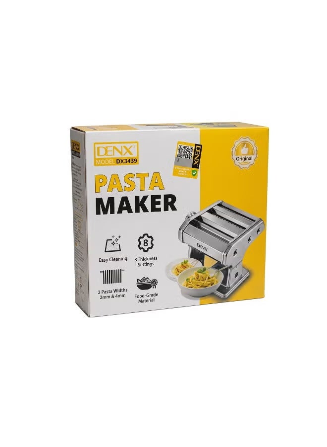 Denx Pasta Maker Machine Manual Stainless Steel Pasta Roller & Cutter with 8 Thickness Settings, 2 Width Cutters, Adjustable Dough Roller for Homemade Spaghetti, Fettuccine, Noodles and Fresh Pasta - Image 2