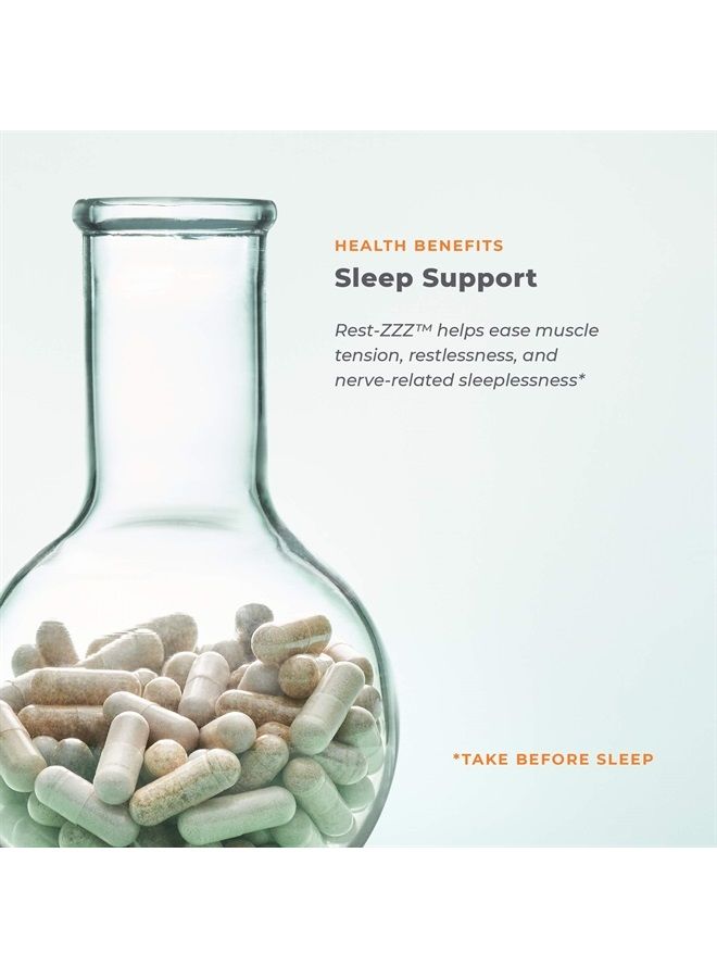 Life Seasons Rest-ZZZ - Powerful Sleep Support Supplement - Fall Asleep & Stay Asleep - Calms The Nervous System - Naturally Ease Muscle Tension & Restlessness - Low Dose Melatonin GABA & Chamomile - 120 Capsules - Image 3