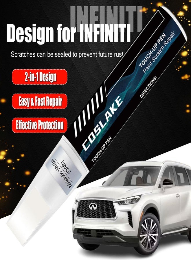 COSLAKE Car Touch Up Paint(Majestic White(QAB)) for INFINITI, Car Paint Scratch Repair Kit, Quick & Easy Solution to Repair, 2 in 1 Scratch Remover Pen with 2PCS Disposable Micro Applicators - Image 2