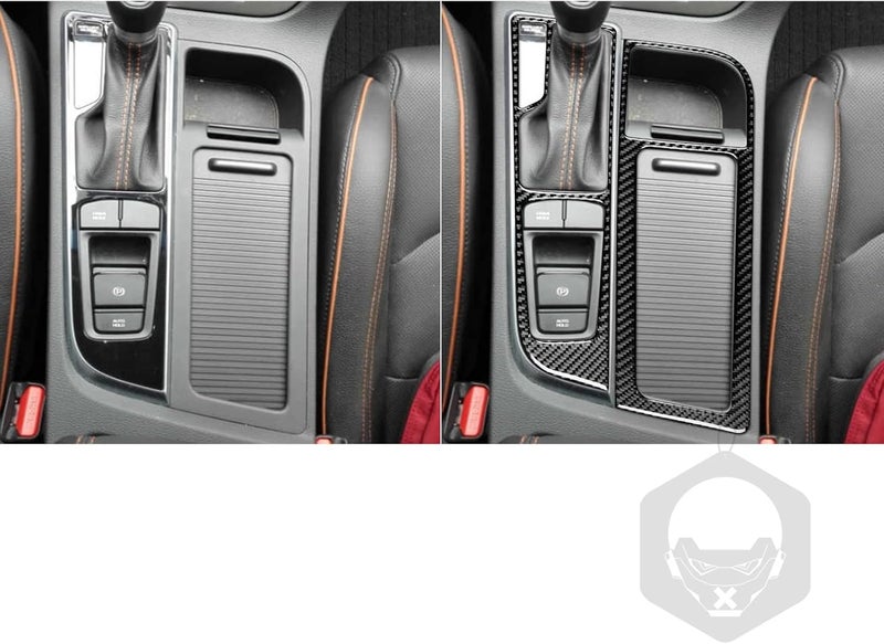 PJFUS Real Soft Black Carbon Fiber Car Center Console Gear Shift Panel Water Cup Holder Frame Trim Sticker Interior Accessories Auto Decoration Decal Compatible with Hyundai Sonata 2015 2016 2017 - Image 4