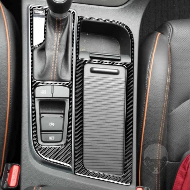 PJFUS Real Soft Black Carbon Fiber Car Center Console Gear Shift Panel Water Cup Holder Frame Trim Sticker Interior Accessories Auto Decoration Decal Compatible with Hyundai Sonata 2015 2016 2017 - Image 3
