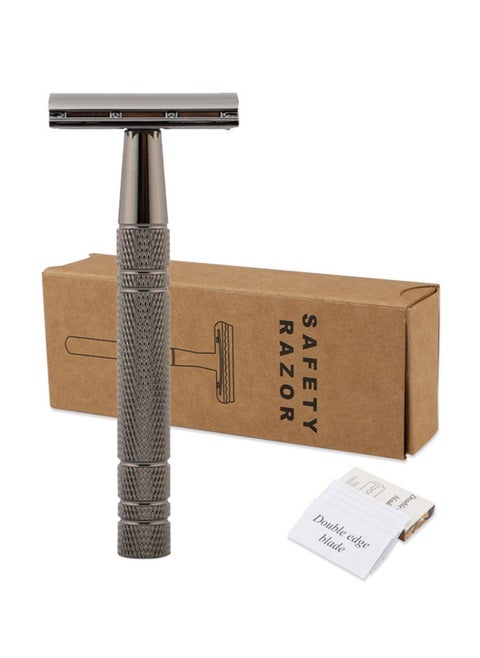 Double Edge Safety Razor Set Black with 5 Piece Blade
