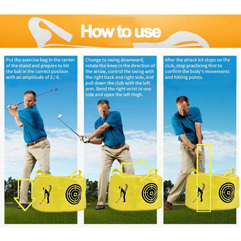 ASENVER Golf Swing Impact Trainer Bag Golf Power Smash Bag (Yellow- Target Pattern) - Image 3