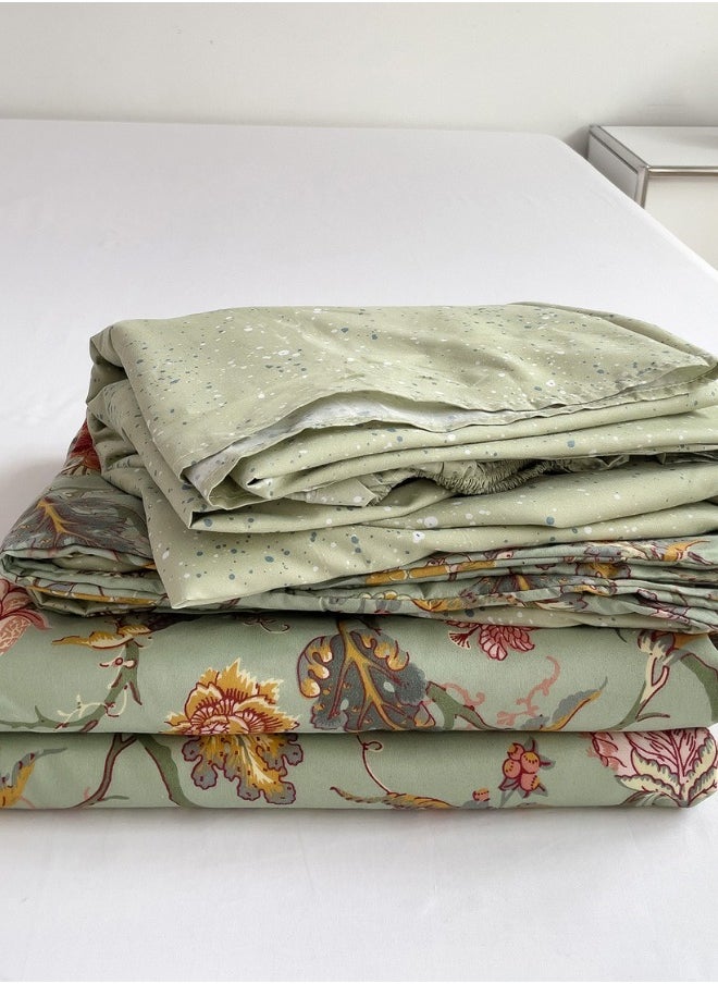 LUNA Home King Size 6 Pieces, Reversible Style Duvet Cover Set, Roses Design Khaki Color.  - Image 4