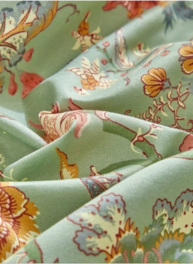 LUNA Home King Size 6 Pieces, Reversible Style Duvet Cover Set, Roses Design Khaki Color.  - Image 3