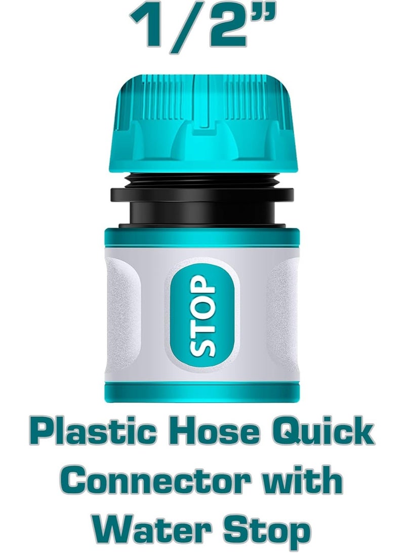 TOTAL 5-Piece Garden Hose Nozzle Set – Adjustable Twist Spray Nozzles, 1/2" & 3/4" Quick Connectors, Tap Adaptors, Snap-in Watering Tool Kit – ABS Garden Watering Accessories THHCS05122 - Image 2