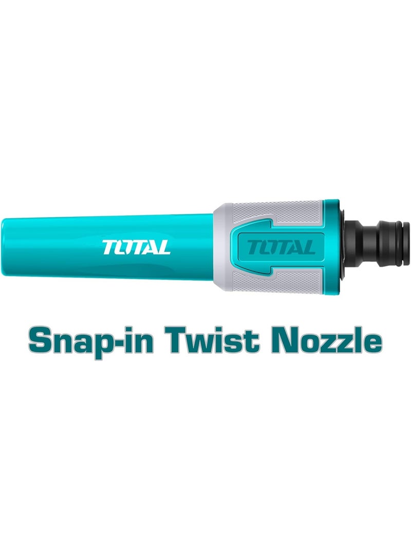 TOTAL 5-Piece Garden Hose Nozzle Set – Adjustable Twist Spray Nozzles, 1/2" & 3/4" Quick Connectors, Tap Adaptors, Snap-in Watering Tool Kit – ABS Garden Watering Accessories THHCS05122 - Image 5
