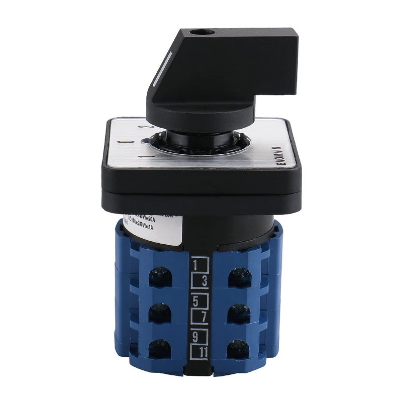 Baomain 660V 20A On-Off-On 3 Positions 12 Terminals Changeover Control Rotary Cam Switch SZW26-20/D303.3 - Image 5