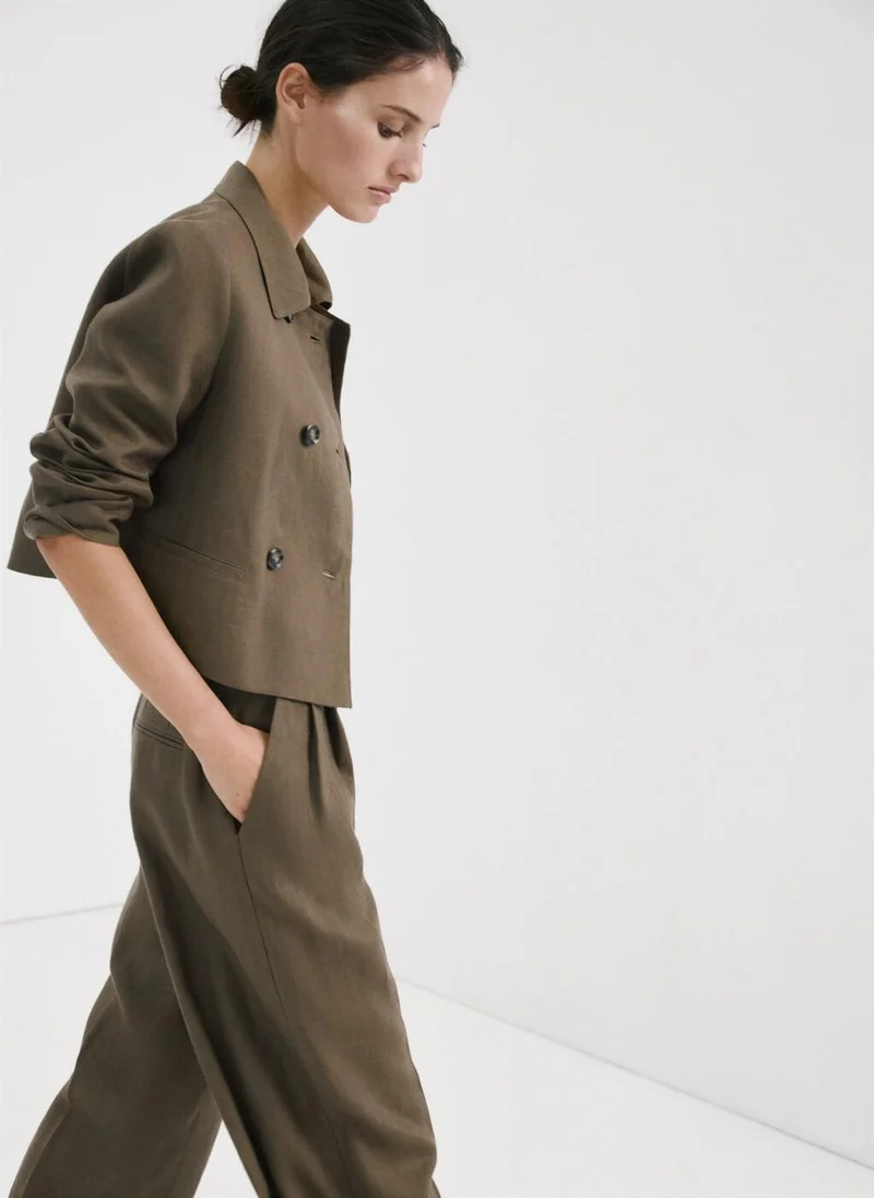 MANGO  Double-Breasted Linen Jacket for Women | Best Price UAE