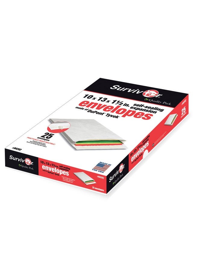 كوالتي بارك Survivor خفيف الوزن 14 رطل Tyvek مفتوح النهاية 1.5 بوصة بريد توسيع 13 1/2 غطاء مربع إغلاق Redistrip 10 X 13 أبيض 25/صندوق - Image 1