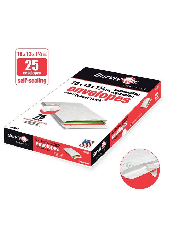 كوالتي بارك Survivor خفيف الوزن 14 رطل Tyvek مفتوح النهاية 1.5 بوصة بريد توسيع 13 1/2 غطاء مربع إغلاق Redistrip 10 X 13 أبيض 25/صندوق - Image 2