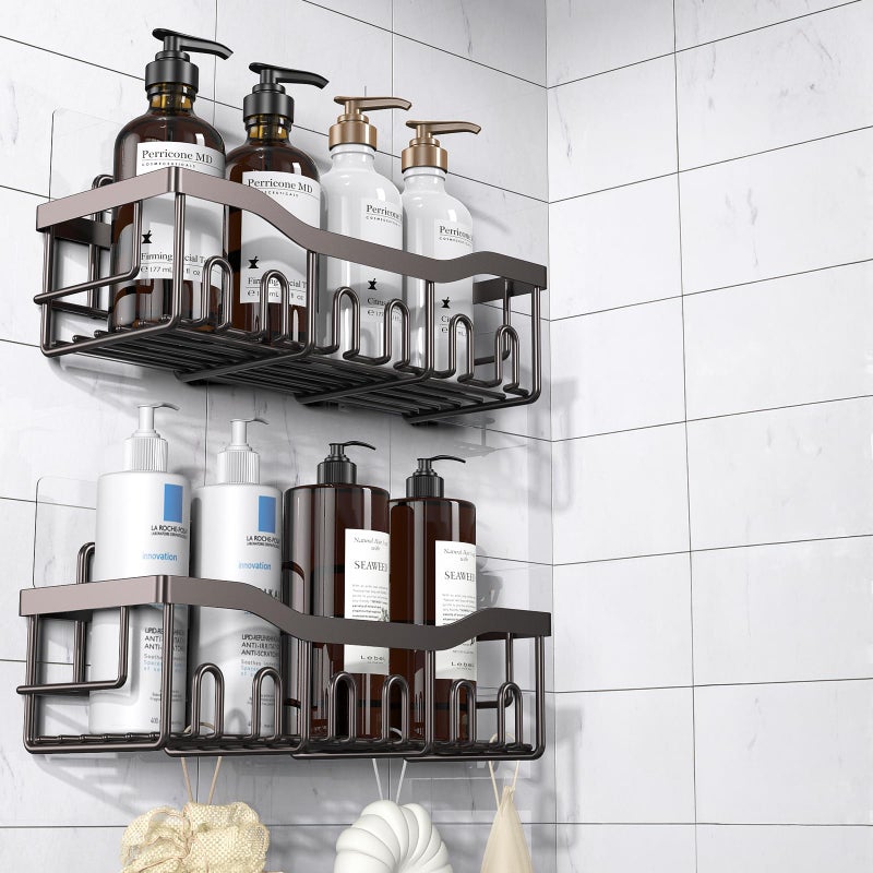 EUDELE Shower Caddy 2 Pack Adhesive Organizer for Bathroom StorageHome DecorKitchen organizers and storage No Drilling Large Capacity Rustproof Stainless Steel Organizer Decor Sets - Image 2