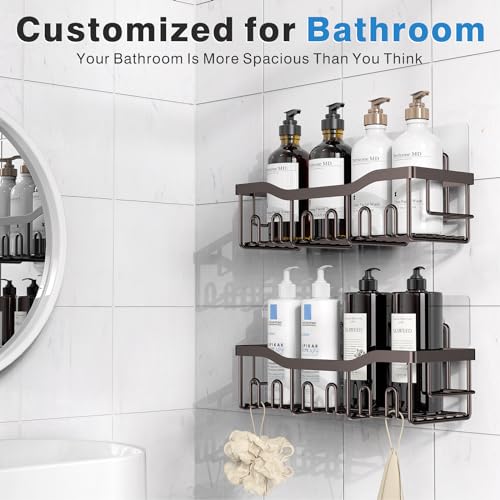 EUDELE Shower Caddy 2 Pack Adhesive Organizer for Bathroom StorageHome DecorKitchen organizers and storage No Drilling Large Capacity Rustproof Stainless Steel Organizer Decor Sets - Image 3