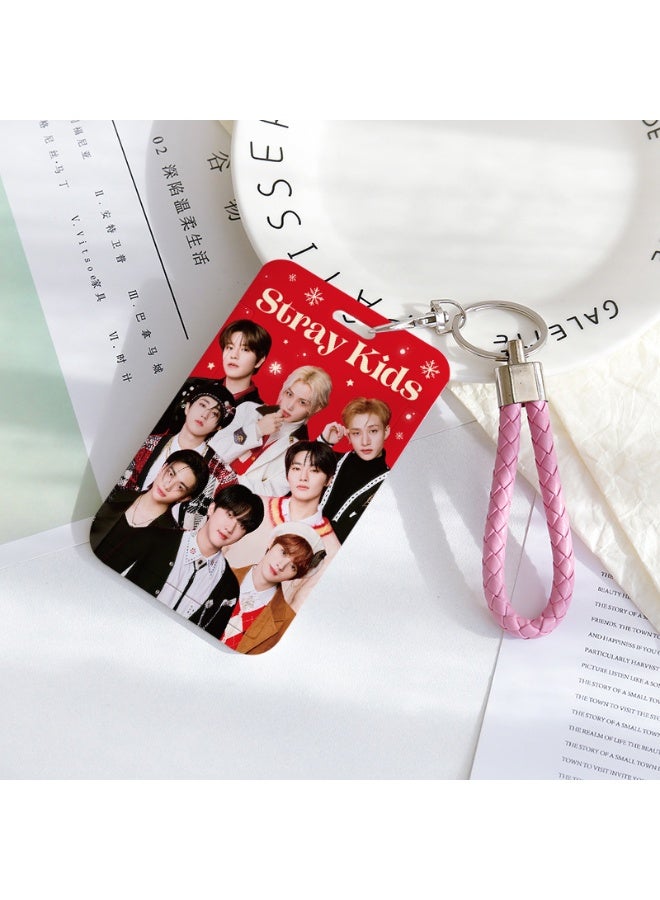 NIBEMINENT 1 - Piece STRAYKIDS Kpop Photo Card Holder Pendant Key Chain ID Badge Holder ID Card Holder Photo Card Protector for School ID Office ID Access Card for Women Girls