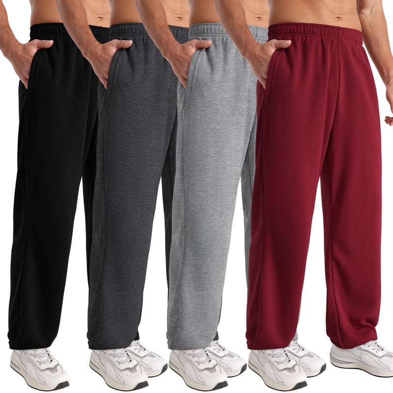 Aocku 4 Pack Mens Sweatpants Athletic Mens Joggers Sweat Pants with Pockets Drawstring Workout Gym Pants, Color B L - Image 1