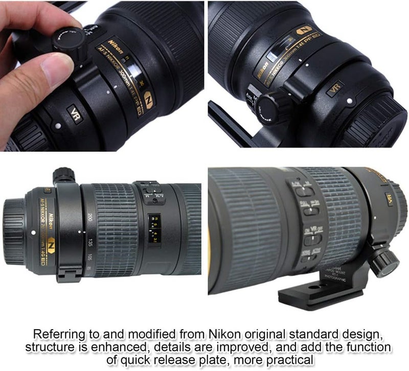 iShoot Lens Collar Support Tripod Mount Ring for Nikon RT-1 Nikkor AF-S 300mm F/4E PF ED VR and AF-S 70-200mm F/4G ED VR-Bottom Quick Release Plate Feature Compatible with ARCA-Swiss 39mm Fit Ball Head - Image 4
