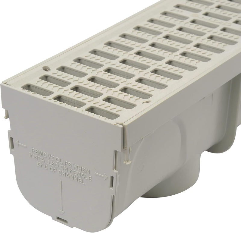 NDS Pro Series 5-Inch Channel Drain Kit with Gray Plastic Grates and End Caps - Image 2