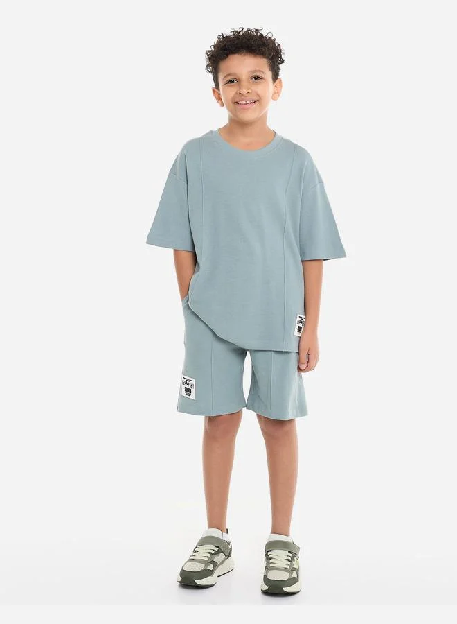 victor and jane Victor And Jane Boys Patch Detail Oversized T-Shirt and Shorts Set