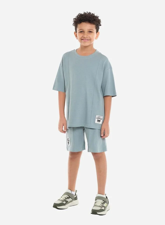 victor and jane Victor And Jane Boys Patch Detail Oversized T-Shirt and Shorts Set
