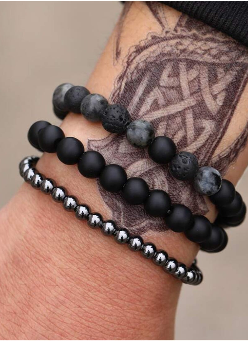 American Eagle West Coast Jewelry Natural Stone Beaded Bracelet For Men  - Image 4