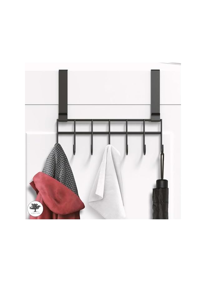 sulfar Sulfar 1 Piece Premium Stainless Steel Door Hangers for Clothes/Cloth Holder/Drill Free Hooks for Hanging Towel/Shirts/Coats/Over the Door Hanger (White) 7 Hooks  - Image 4