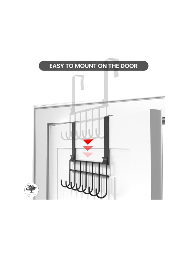 sulfar Sulfar 1 Piece Premium Stainless Steel Door Hangers for Clothes/Cloth Holder/Drill Free Hooks for Hanging Towel/Shirts/Coats/Over the Door Hanger (White) 7 Hooks  - Image 5