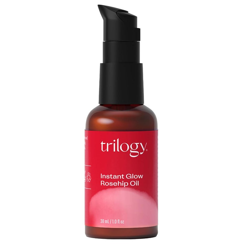 Trilogy Instant Glow Rosehip Oil 30ml  With Mica and Squalane  Supports Collagen Production Hydrates and Repairs Improving Skin Texture Provides Instant Illumination