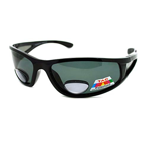 JuicyOrange Mens Wrap Around Sport Sunglasses Polarized Plus Bifocal Reading Lens Black - Image 1